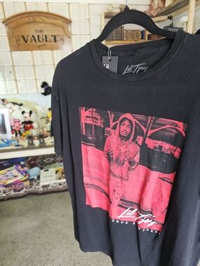 Lil Tjay Black Graphic Tee with Red Print